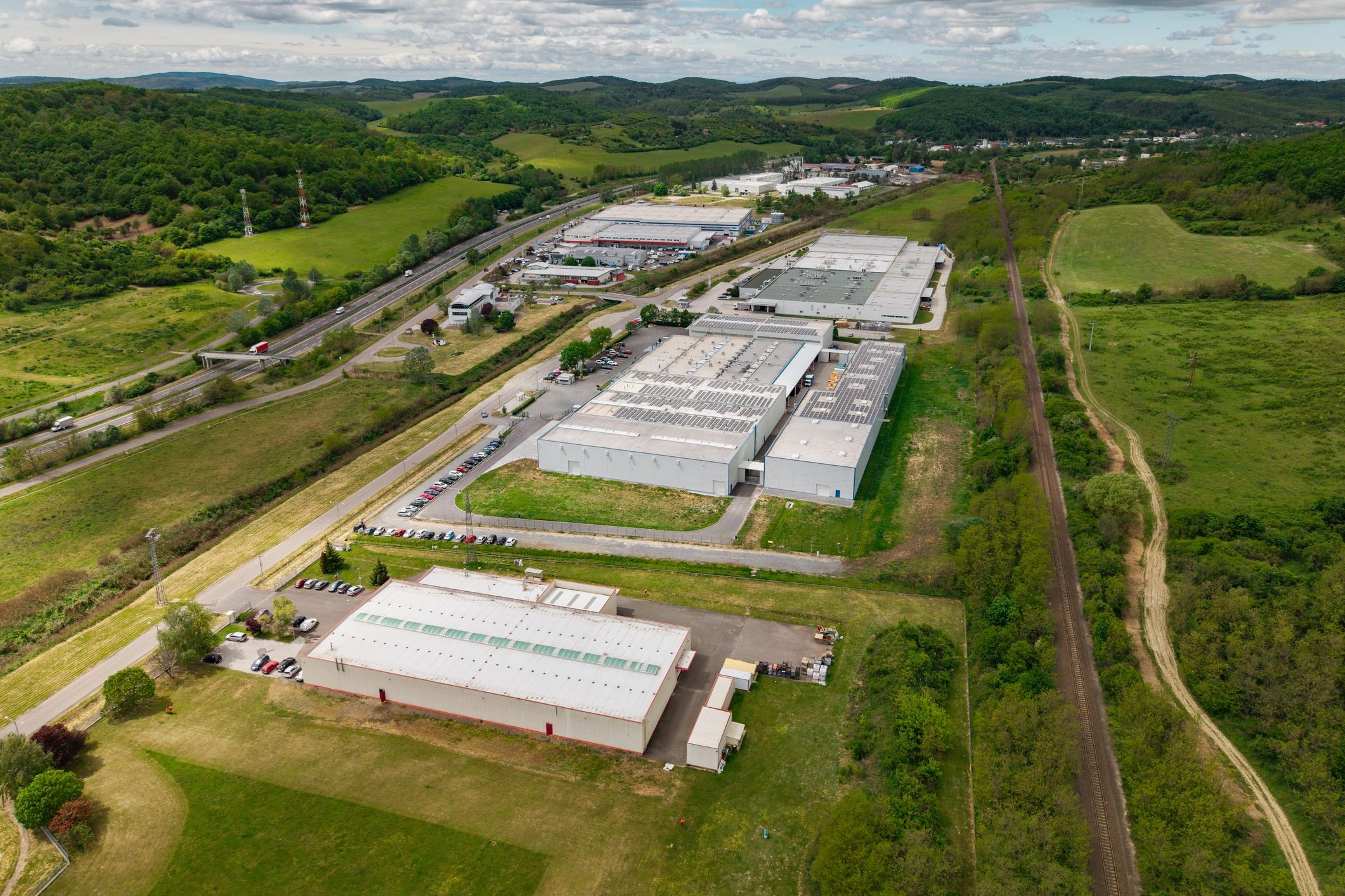 Commercial industrial facility viewed from above
